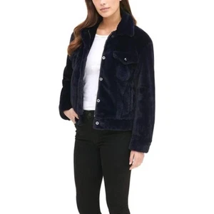 Levi's Women's Ultra Soft Faux Fur Trucker Jacket Midnight Blue - Picture 1 of 3