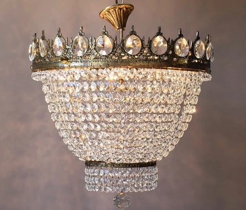 PURSE Crystal Chandelier Antique Vintage FLUSH Ceiling Lighting Pendant Lamp Cover