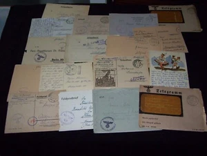 Correo de campaña Segunda Guerra Mundial, 16 uds. Recibos de correo de campaña + 2 uds. Reichsposttelegramme 1939-44 - Imagen 1 de 1