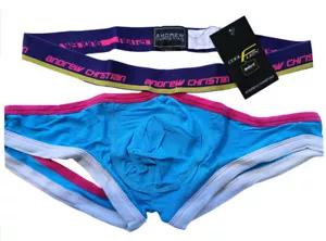 Andrew Christian Large AC9563 Coolflex Arrow Jock w/Show It Aqua Blue Jockstrap - Picture 1 of 12