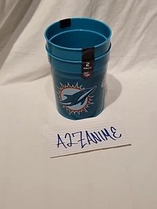 NFL Miami Dolphins 24 oz Plastic Reusable Cups. 2 Pack - Picture 1 of 5