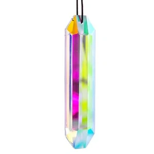 Rainbow Pillar Crystal Prism Sunlight Catcher Pendant 8cm - Picture 1 of 8