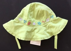 NWT Janie and Jack Cabana Paradise 6-12 Months Green Embroidered Hat w/ Straps - Picture 1 of 1
