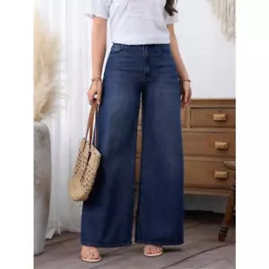 High Quality Women's High-Waisted Wide-Leg Jeans Long Pants Fashion Trend New - Picture 1 of 5
