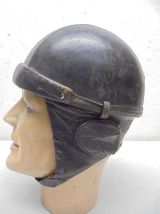Uralter Leder Motorradhelm Vorkrieg Ohne Kopf Nur Der Helm Ungereinigt - Bild 1 von 13