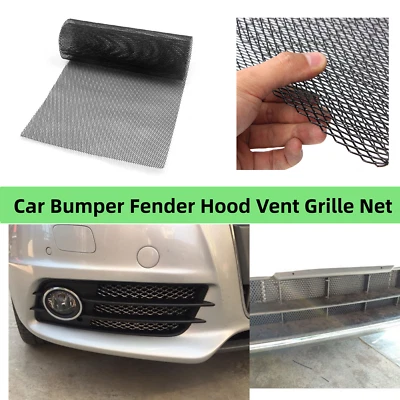 Black Aluminum Mesh Grill Cover 40" x 13" Car Bumper Fender Hood Vent Grille Net - Image 1 of 4