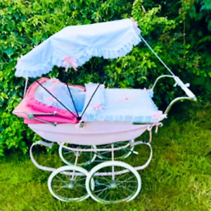 Doll Pram Canopy Cover (No Frame) Quilt & Pillow Set *Silver cross Size* - Picture 1 of 3