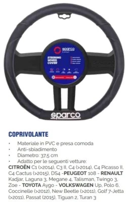 Per Peugeot 108 Coprivolante Nero in PVC Ø37,5cm SPARCO - Immagine 1 di 2