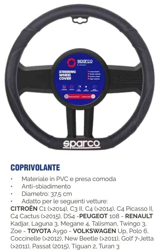 COPRIVOLANTE PER AUTO SPARCO NERO IN PVC
