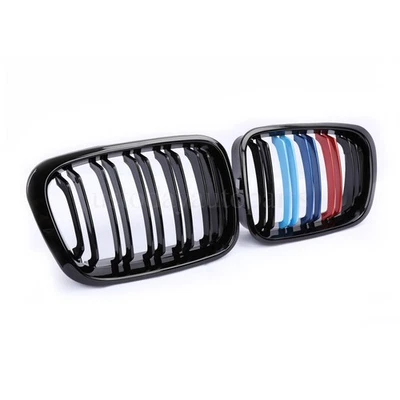 For BMW E46 3 Series 1998-2001 4DR Sedan M-Color Gloss Black Kidney Grill Grille Foto 1 de 4