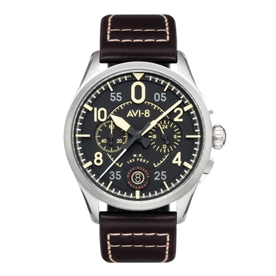 AVI-8 Spitfire Chronograph Black  / Leather | Black Dial 42mm Wristwatch AV-4089 - Image 1 of 4