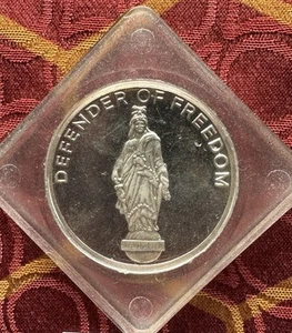 1966 Franklin Mint Defender of Freedom Indian Liberty .999 Silver Medal 27g - Picture 1 of 4