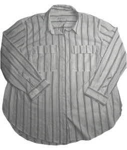 Camisa para mujer Ava & Viv manga larga con botones talla XXL negra blanca bolsillos - Imagen 1 de 11