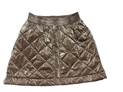 Athleta юбка девочек 12 блестящий серо-коричневый стеганая шерпа с подкладкой металлический тянуть на зиму - Изображение 1 из 4