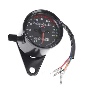 Universal Black Motorcycle Dual Speedometer Odometer 12V Moto with LED Indic~dr - Picture 1 of 9