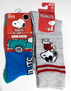 2 paia di calze PEANUTS/SNOOPY Snoopy con auto e Joe Cool nuove con etichette - Foto 1 di 11