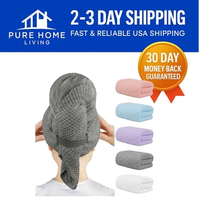 Toallas para cabello de microfibra de lujo de 5 piezas - Envolturas turbantes de secado rápido de 40x20 pulgadas Foto 1 de 4