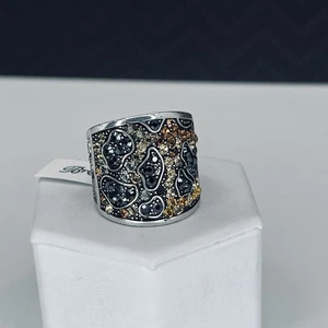 Brighton Leopard Totem Trinity Ring Silver Wide Band Multi Crystal Size 7 NWT - Picture 1 of 13