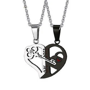 Pendant Love Necklace Set Lover Valentine Gifts Stainless Steel Chain Necklace - Picture 1 of 6