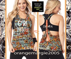 Camiseta sin tanque Zumba GIRL POWER abierta con papel de aluminio plateado ¡Bling! EliteZW XS,S,M,L,XL - Imagen 1 de 1