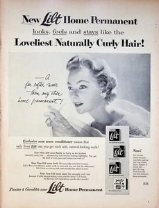 1954 Lilt Home Permanent Naturally Curly Hair Vintage Print Ad Wave Conditioner - Picture 1 of 2