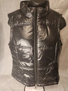 Princess Vera Wang Black Zip Up Puffer Vest W/Cheetah Print Lining Size Medium - Picture 1 of 8