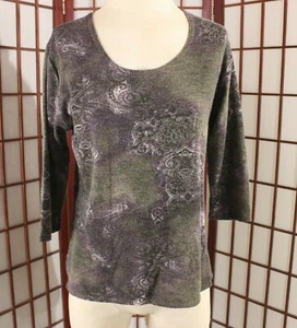 Top vintage Play Papike talla mediana marrón púrpura floral mezcla de lana cachemira - Imagen 1 de 6