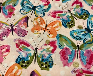 Tela de algodón para mariposas brillantes, cuarto de grasa, FQ 18""L x 21""W - Imagen 1 de 1