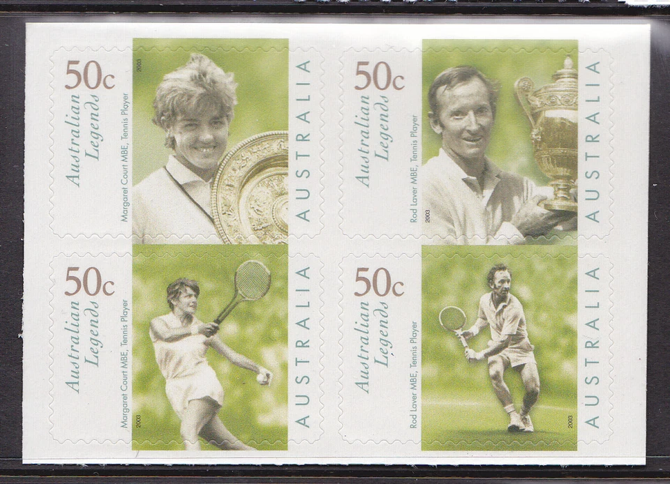 2003 Australian Tennis Legends - Block of 4 Booklet Stamps — 第 1/1 张图片