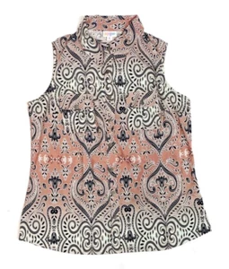 Neu mit Etikett - LulaRoe Roxanne ärmelloses tailliertes Kragenhemd mit Druckknopfleiste Paisley Größe X-SMALL - Bild 1 von 9