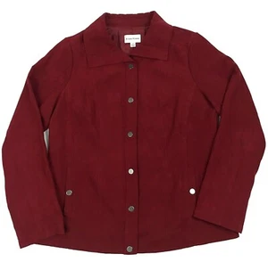Studio Works Jacket Womens Sz 8 Maroon Faux Suede Snap Button - Picture 1 of 10