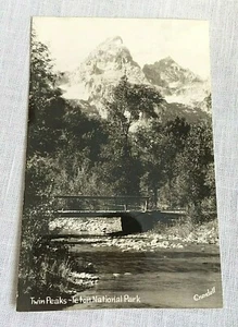 Twin Peaks Teton National Park Real Photo Postcard Signed Crandall 1940s - Picture 1 of 2
