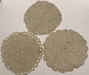 Handmade Crochet Set of 3 Large 15” Doily Trivet Table Pad Hot Pads NWOT - Picture 1 of 5