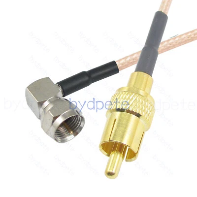 F male right angle to RCA male RG179 Coaxial Cable Pigtail Koaxial Kable Video - Image 1 of 4