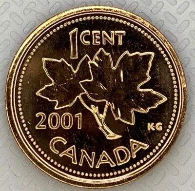 2001P CANADA 1 CENT STEEL PROOF-LIKE MAGNETIC PENNY COIN - Image 1 of 2