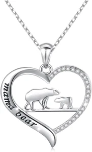 Sterling Silver for Mom Necklace Mothers Day Gift Mama Bear Pendant Necklace or - Picture 1 of 12