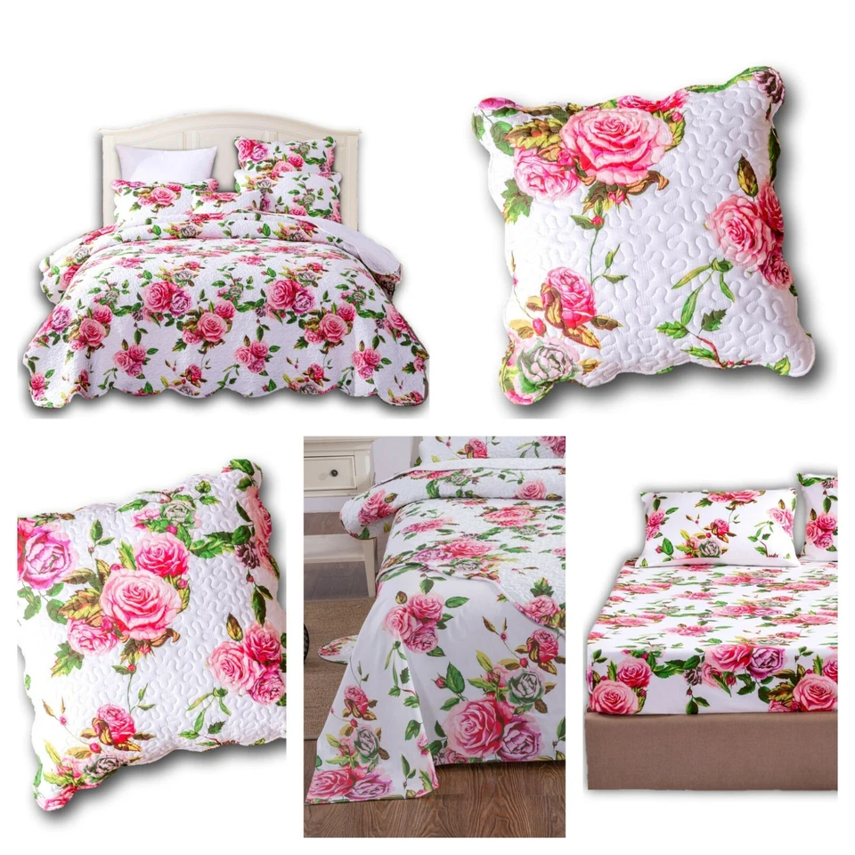 DaDa Bedding Romantic Roses Floral Garden Bedspread Duvet Sheets Pillow Covers