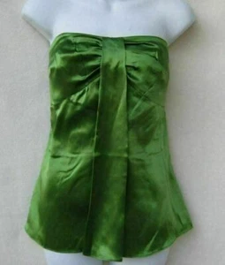 NWT Ann Taylor LOFT 100% silk Green front pleat women's strapless Top Sz 8P - Picture 1 of 1