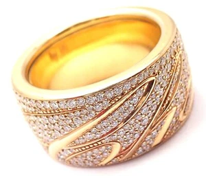 Chopard Chopardissimo 18k Yellow Gold Pave Diamond Signature Band Ring Box Paper - Picture 1 of 10