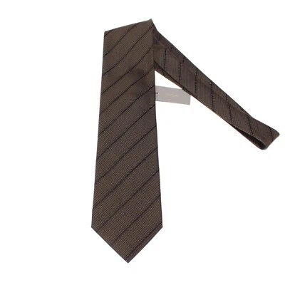 Tom Ford новый с Ярлыками галстук в золотой коричневый с черными полосками 100% шелк сделано в Италии - Изображение 1 из 4