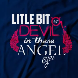 little bit of devil in these angel eyes T-shirt Women gift for girlfriend love - Picture 1 of 8