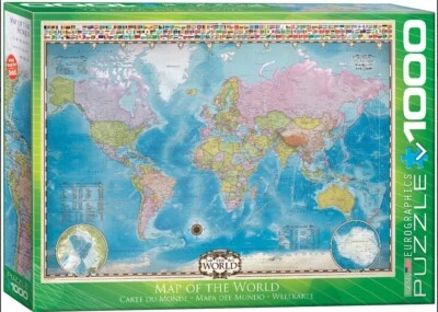 Map Of The World (with Flags) 1000pc jigsaw puzzle by Eurographics 68cm x 49cm - Image 1 of 2