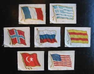 c1910's S31 Tobacco Silks - National Flags Series - 7 Different - Large Format