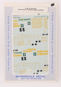HO Microscale Decals 87-502 50' Tank Cars Trusweet Amaizo & Hubinger - Picture 1 of 4