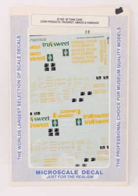 HO Microscale Decals 87-502 50' Tank Cars Trusweet Amaizo & Hubinger - Image 1 of 4