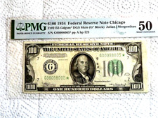 1934 $100 BILL WITH STAR SERIAL NUMBER G00098005 PMG GRADE 50 PMG 1934a