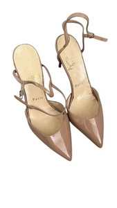 Christian Louboutin Charol Uptown Correa Punta Stiletto Desnudo 37.5 5.5/6 - Imagen 1 de 9