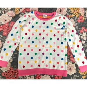 Hanna Andersson Color Cozy Rainbow Polka Dot Knit Sweater size 12 - Picture 1 of 8