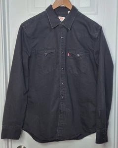 Levis Hemd Herren M Pearl Snap Schwarz Denim Western Cowboy Rockability Langarm - Bild 1 von 9