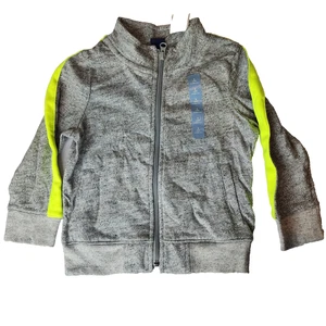 Gap Baby Trainingsjacke 3T meliert grau mit lindgrünen Streifen - Bild 1 von 4